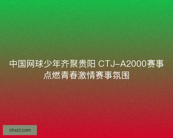 中国网球少年齐聚贵阳 CTJ-A2000赛事点燃青春激情赛事氛围
